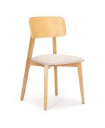 Esszimmerstuhl | gepolsterte Sitzfläche | Farbe: Eiche / Beige | Bouclé-Struktur | pflegeleicht | haustierfreundlich | Maße: 47 x 50 x 80 cm | hochwertiger Stoff