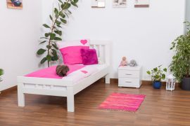Kinderbett / Jugendbett "Easy Premium Line" K8, Buche Vollholz massiv weiß lackiert