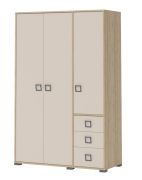 Kinderzimmer - Drehtürenschrank / Kleiderschrank Benjamin 14, Farbe: Buche / Creme - 198 x 126 x 56 cm (H x B x T)