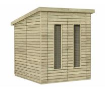 Gerätehaus 13, aus Kiefernholz, kesseldruckimprägniert grün, inkl. Dachpappe, Pultdach, hohe Doppeltür - Außenmaße: 216 x 180 x 230 cm (L x B x H)