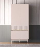 Kleiderschrank / Drehtürenschrank Humboldt 01 | Beine: Metall | 4 Türen | 1 Kleiderstange | Maße: 92 x 53 x 193 cm | Farbe: Eiche Cremona / Kaschmir