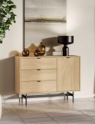 Kommode | Farbe: Eiche Mavelie | 3 Schubladen | Soft-Close Funktion | 1 Tür | 2 Fächer | 115 x 40 x 85 cm | schlichtes Design | für Wohnzimmer