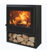 Kaminofen Sandawe mit Holzfach und Scheibenspülung - Korpusfarbe: Schwarz