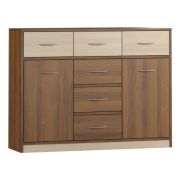 Kommode Pasuruan 09, Farbe: Nuss / Ahorn - Abmessungen: 95 x 126 x 37 cm (H x B x T)