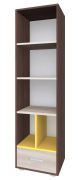 Regal Kerema 02, Farbe: Nuss / Ulme / Gelb - Abmessungen: 190 x 50 x 41 cm (H x B x T)