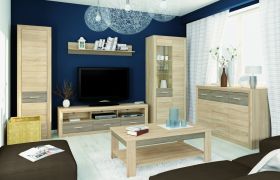 Wohnzimmer Komplett - Set B Mesquite, 6-teilig,  Farbe: Sonoma Eiche hell / Sonoma Eiche Trüffel