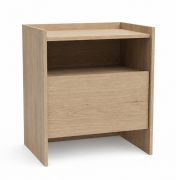 Kleine Nachtkommode Illgau 03, Cremona - Hellbraun, 60 x 53 x 38 cm, mit 1 Schublade und 1 Fach, Nachtkästchen, kleine Kommode, ABS-Kanten, Soft Close System