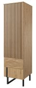 Schrank Slatina 49, Farbe: Eiche / Schwarz, teilmassiv - Abmessungen: 203 x 56 x 63 cm (H x B x T)