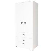 Drehtürenschrank / Kleiderschrank 13, Farbe: Weiß - Abmessungen: 198 x 84 x 56 cm (H x B x T)