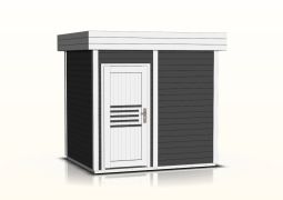Gartensauna Tihama 40 mm, Außenmaße (B x T): 254 x 204 cm - Farbe: Anthrazit / Weiß