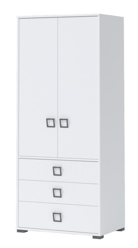 Drehtürenschrank / Kleiderschrank 13, Farbe: Weiß - Abmessungen: 198 x 84 x 56 cm (H x B x T)