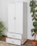 Echtholz Kleiderschrank, Farbe: Weiß 195x80x59 cm