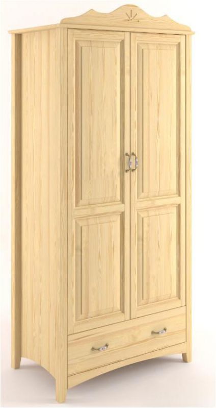 Echtholz Kleiderschrank, Farbe: Natur 214x80x60 cm