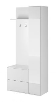 Garderobe Exmouth 01, Farbe: Weiß - Abmessungen: 195 x 90 x 34 cm (H x B x T), mit drei Haken