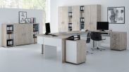 Büro Komplett - Set A Cianjur, 12-teilig, Farbe: Eiche / Weiß