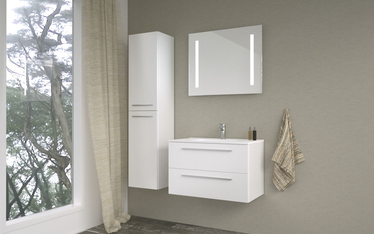 badezimmermöbel - set al rajkot, 3-teilig inkl. waschtisch / waschbecken,  farbe: weiß glänzend