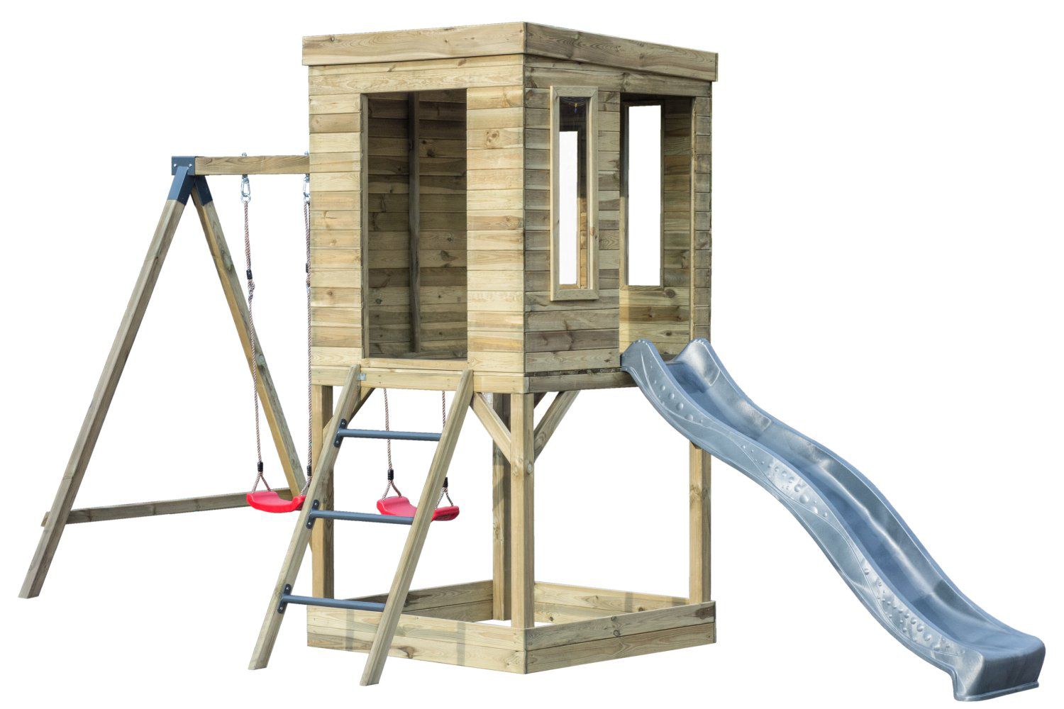 Kletterseil Spielturm Alex 2 mit Doppelschaukel Sandkasten 