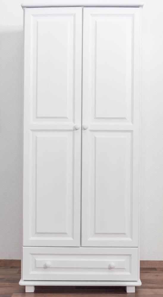 Schrank 80 cm breit, Farbe: Weiß, Kiefer Massiv, Türen Anzahl 2, Höhe (cm)  190, Länge/Tiefe (cm) 60, Breite (cm) 80, Massivholz, Material Massivholz, Schrank  80 cm breit, Farbe: Weiß, Kiefer Massiv