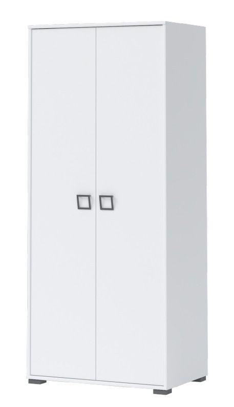 Kinderzimmer - Drehtürenschrank / Kleiderschrank Benjamin 11, Farbe: Weiß - Abmessungen: 198 x 84 x 56 cm (H x B x T)