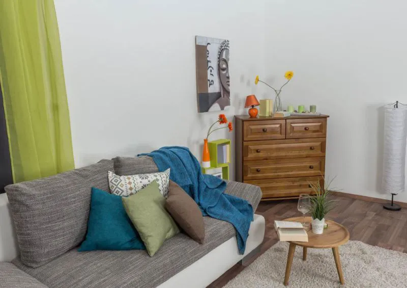 Anrichte, Kiefer massiv, Breite: 100 cm, Farbe: Eiche Abbildung