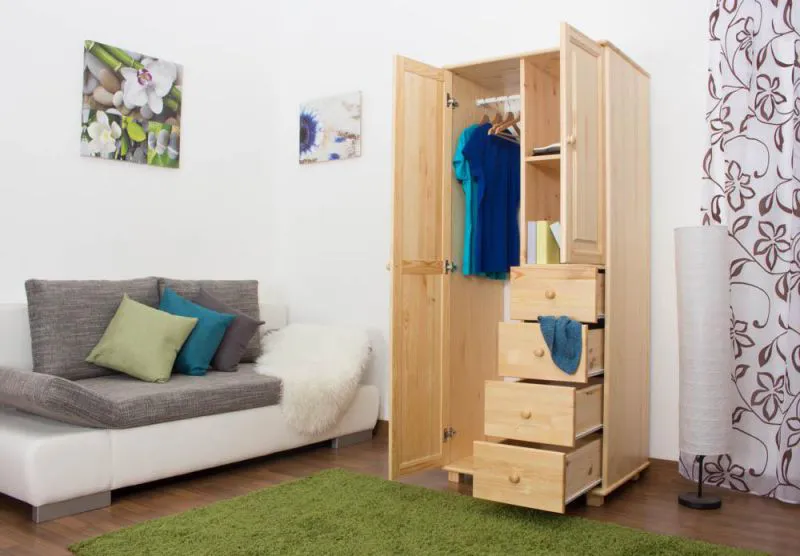 Kiefer-Schrank A-Qualität Massivholz, Farbe: Natur 190x90x60 cm Abbildung