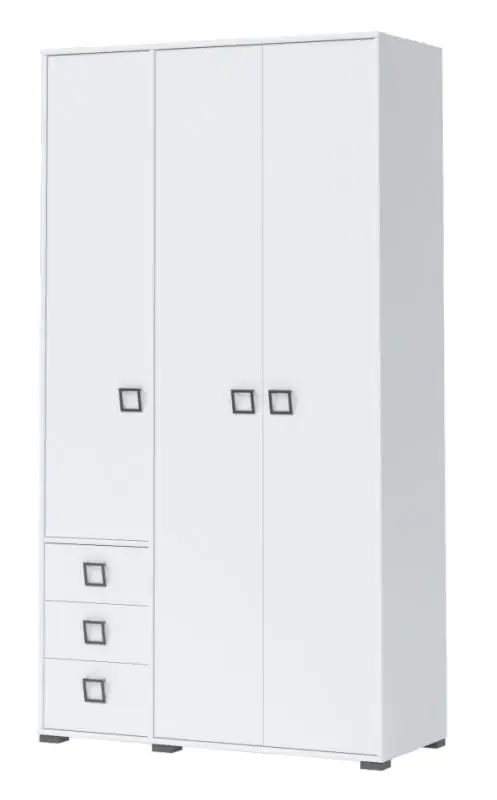 Drehtürenschrank / Kleiderschrank 19, Farbe: Weiß - Abmessungen: 236 x 126 x 56 cm (H x B x T)