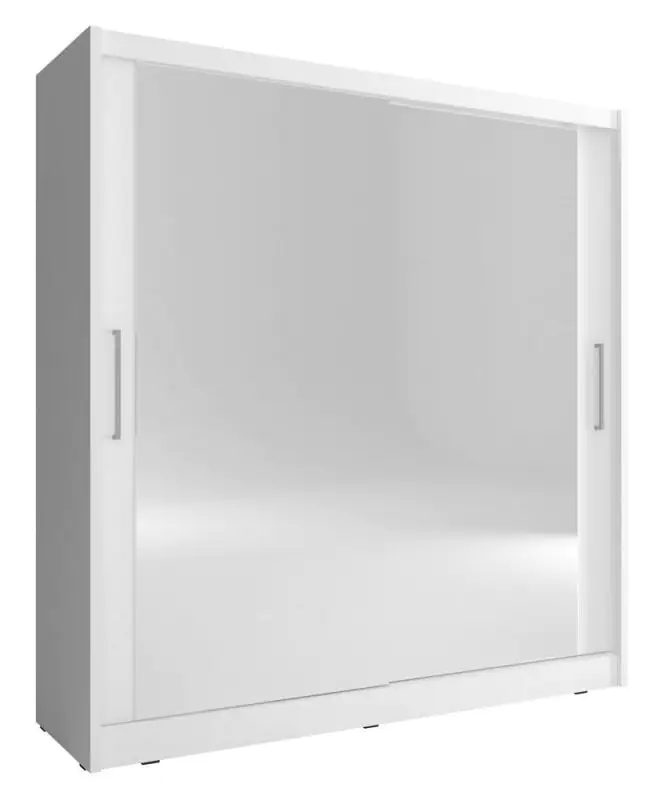 Neutraler Kleiderschrank mit zwei großen Spiegeln Warbreck 53, Farbe: Weiß - Abmessungen: 200 x 180 x 62 cm (H x B x T), mit genügend Stauraum