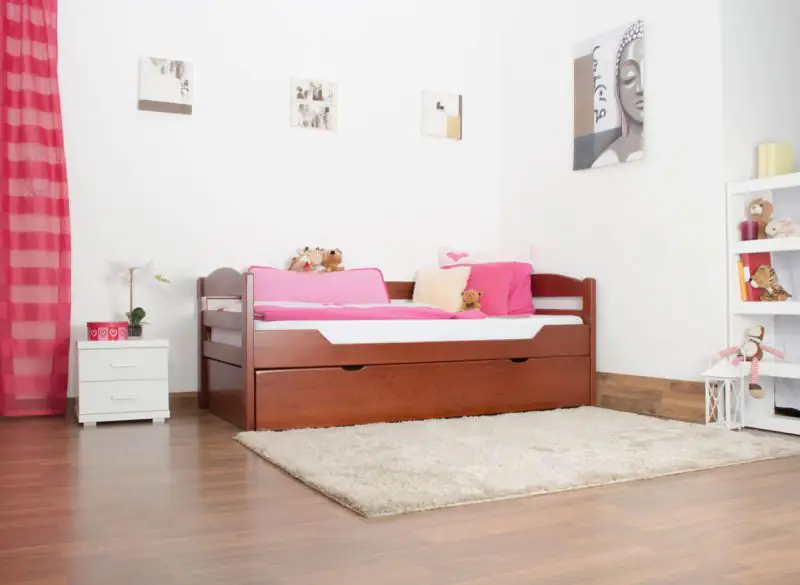 Buche Bett mit Schublade 90 x 200 cm Kirsche Abbildung