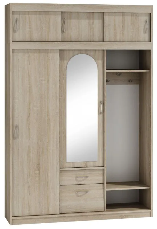 Garderobe Paseh 03, Farbe: Sonoma Eiche - Abmessungen: 220 x 150 x 40 cm (H x B x T)