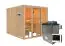 Sauna "Druna" SET mit bronzierter Tür und Glasfront - Farbe: Natur, Ofen externe Steuerung easy 9 kW - 216 x 234 x 198 cm (B x T x H)