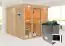 Sauna "Druna" SET mit bronzierter Tür, Glasfront und Kranz - Farbe: Natur, Ofen externe Steuerung easy 9 kW - 240,5 x 248 x 202 cm (B x T x H)
