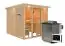 Sauna "Druna" SET mit bronzierter Tür, Glasfront und Kranz - Farbe: Natur, Ofen BIO 9 kW - 240,5 x 248 x 202 cm (B x T x H)