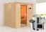 Sauna "Agnar" SET mit bronzierter Tür und Kranz - Farbe: Natur, Ofen externe Steuerung easy 3,6 kW - 210 x 184 x 202 cm (B x T x H)