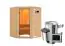 Sauna "Loran" SET mit bronzierter Tür - Farbe: Natur, Ofen externe Steuerung easy 3,6 kW - 151 x 151 x 198 cm (B x T x H)