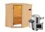 Sauna "Ole" SET mit bronzierter Tür - Farbe: Natur, Ofen externe Steuerung easy 3,6 kW - 151 x 196 x 198 cm (B x T x H)