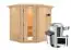 Sauna "Gylfi" mit Kranz und Ofen externe Steuerung easy 3,6 kW Modern - 210 x 184 x 202 cm (B x T x H)