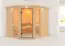 Sauna "Tjelvar 3" mit bronzierter Tür und Kranz - Farbe: Natur - 245 x 210 x 202 cm (B x T x H)