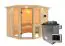 Sauna "Tjelvar 3" SET mit bronzierter Tür und Kranz  mit Ofen externe Steuerung easy 9 kW Edelstahl - 245 x 210 x 202 cm (B x T x H)