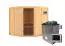 Sauna "Nooa" SET mit graphitfarbener Tür - Farbe: Natur, Ofen externe Steuerung easy 9 kW - 196 x 196 x 198 cm (B x T x H)