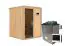 Sauna "Niilo" SET mit graphitfarbener Tür - Farbe: Natur, Ofen externe Steuerung easy 9 kW - 151 x 151 x 198 cm (B x T x H)