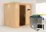 Sauna "Veli" SET mit graphitfarbener Tür und Kranz - Farbe: Natur, Ofen externe Steuerung easy 9 kW - 210 x 165 x 202 cm (B x T x H)