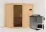 Sauna "Mika" SET mit graphitfarbener Tür - Farbe: Natur, Ofen BIO 9 kW - 151 x 196 x 198 cm (B x T x H)