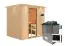 Sauna "Eemil" SET mit Klarglastür, Kranz & Ofen externe Steuerung easy 9 KW - 210 x 184 x 202 cm (B x T x H)