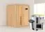 Sauna "Joran" SET mit Energiespartür - Farbe: Natur, Ofen externe Steuerung easy 3,6 kW - 151 x 151 x 198 cm (B x T x H)