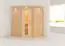 Sauna "Loran" mit Energiespartür und Kranz - Farbe: Natur - 165 x 165 x 202 cm (B x T x H)