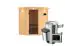 Sauna "Kjell" SET mit graphitfarbener Tür, Kranz & Ofen BIO 3,6 kW - 184 x 165 x 202 cm (B x T x H)