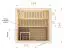 Elementsauna Kawir 68 mm mit 1 Sichtfenster und Dachkranz - Außenmaße (B x T x H): 194 x 194 x 199 cm