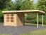 Gartenhaus SET mit Pultdach inkl. großem Anbaudach, Farbe: Naturbelassen, Grundfläche: 4,84 m²