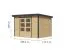 Pultdach Gartenhaus, nordische Fichte natur/anthrazit, Trapezblechdach, stahlverstärkte Ecken, langlebig, Zylinderschloss, wartungsarm, 2,98x2,13m