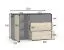 Kommode / Sideboard mit drei Fächer Galatsi 05, Farbe: Schwarz mit Holzstruktur / Eiche Artisan, ABS-Kantenschutz, Maße: 79,5 x 139 x 35 cm, drei Schubladen